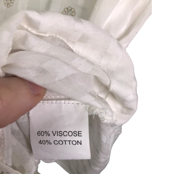 Burning Torch Women Tunic Top Boho White Floral Gems Long Sleeve V-Neck S $395 - Picture 9 of 10